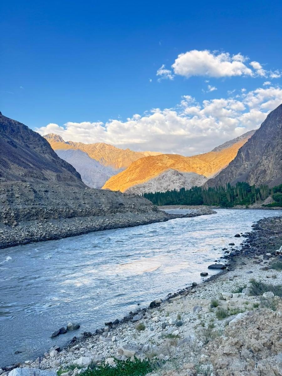 The Indus River flowing through Kharmang valley, Gilgit-Baltistan
