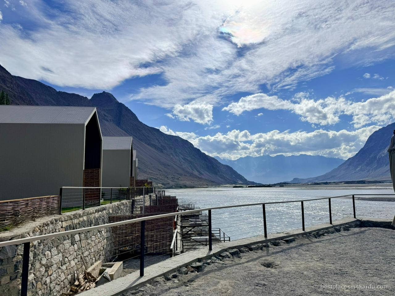 Cabin rooms at Khoj Resort, Shigar, overlooking the Indus river and Karakoram mountains
